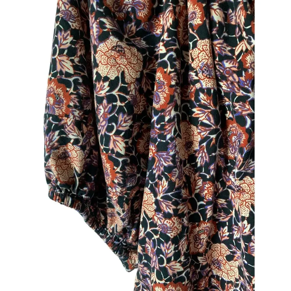 Ulla Johnson Evie Puff Sleeve Peasant Blouse Top in Midnight Floral, size 12 - Picture 5 of 9